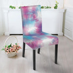 Blue And Purple Shibori Tie Dye Print Dining Chair Slipcover