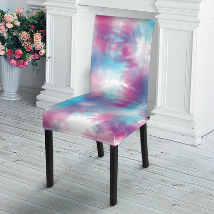 Blue And Purple Shibori Tie Dye Print Dining Chair Slipcover