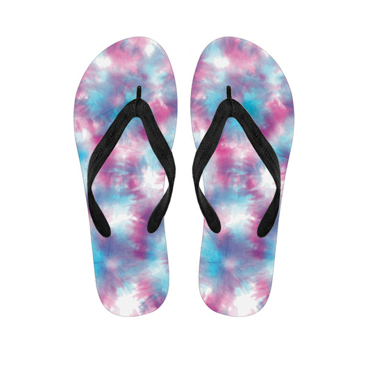 Blue And Purple Shibori Tie Dye Print Flip Flops