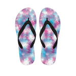 Blue And Purple Shibori Tie Dye Print Flip Flops