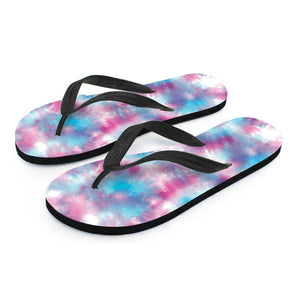 Blue And Purple Shibori Tie Dye Print Flip Flops