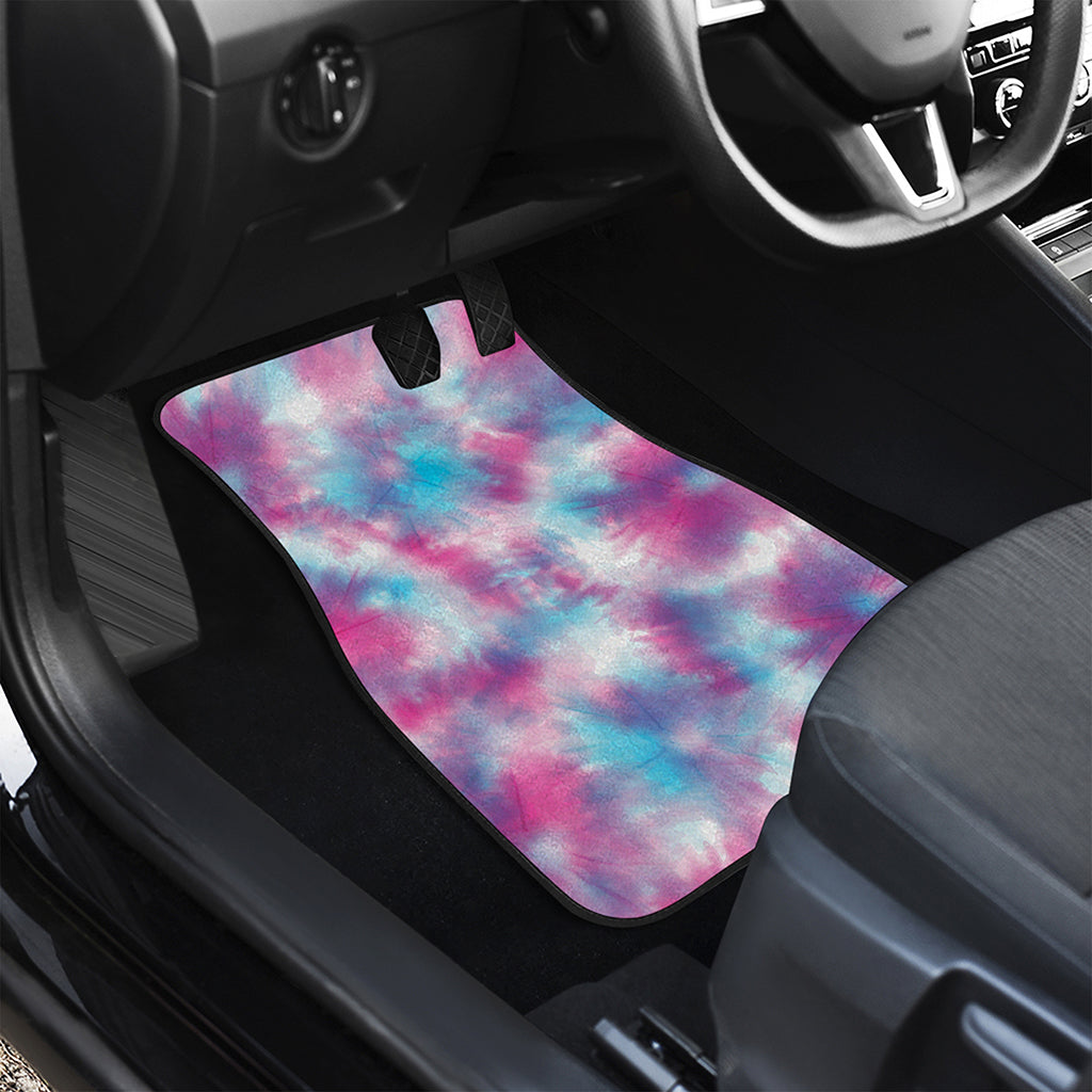 Blue And Purple Shibori Tie Dye Print Front and Back Car Floor Mats