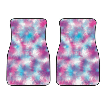 Blue And Purple Shibori Tie Dye Print Front Car Floor Mats