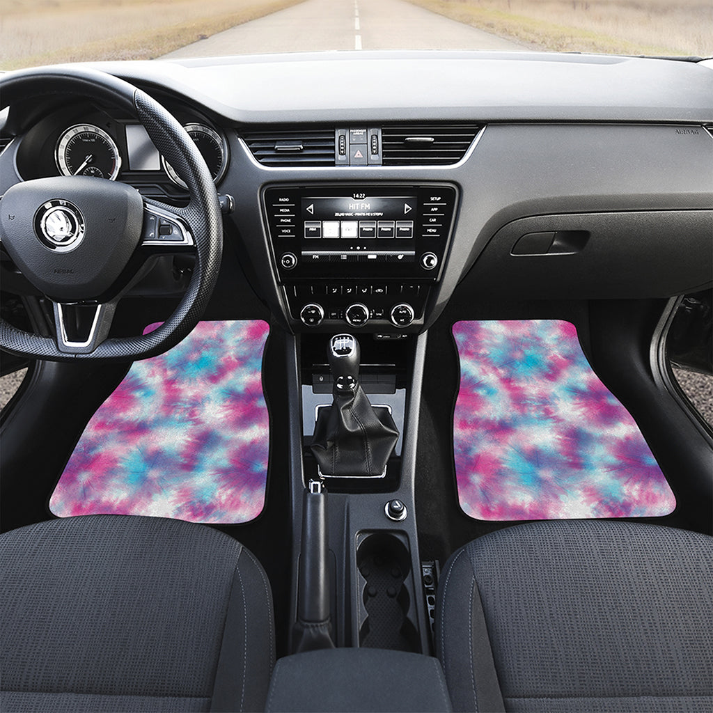 Blue And Purple Shibori Tie Dye Print Front Car Floor Mats