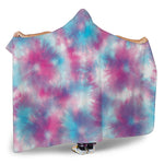 Blue And Purple Shibori Tie Dye Print Hooded Blanket