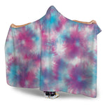 Blue And Purple Shibori Tie Dye Print Hooded Blanket