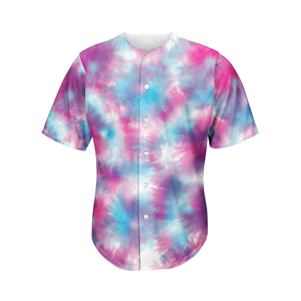 Blue And Purple Shibori Tie Dye Print Men's Baseball Jersey