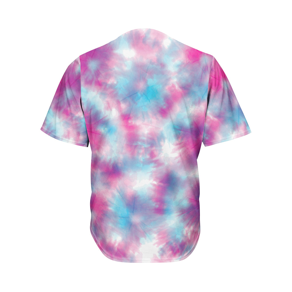 Blue And Purple Shibori Tie Dye Print Men's Baseball Jersey