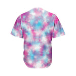 Blue And Purple Shibori Tie Dye Print Men's Baseball Jersey