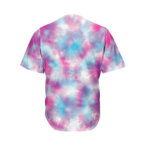 Blue And Purple Shibori Tie Dye Print Men's Baseball Jersey