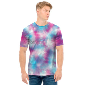 Blue And Purple Shibori Tie Dye Print Men's T-Shirt