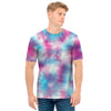 Blue And Purple Shibori Tie Dye Print Men's T-Shirt