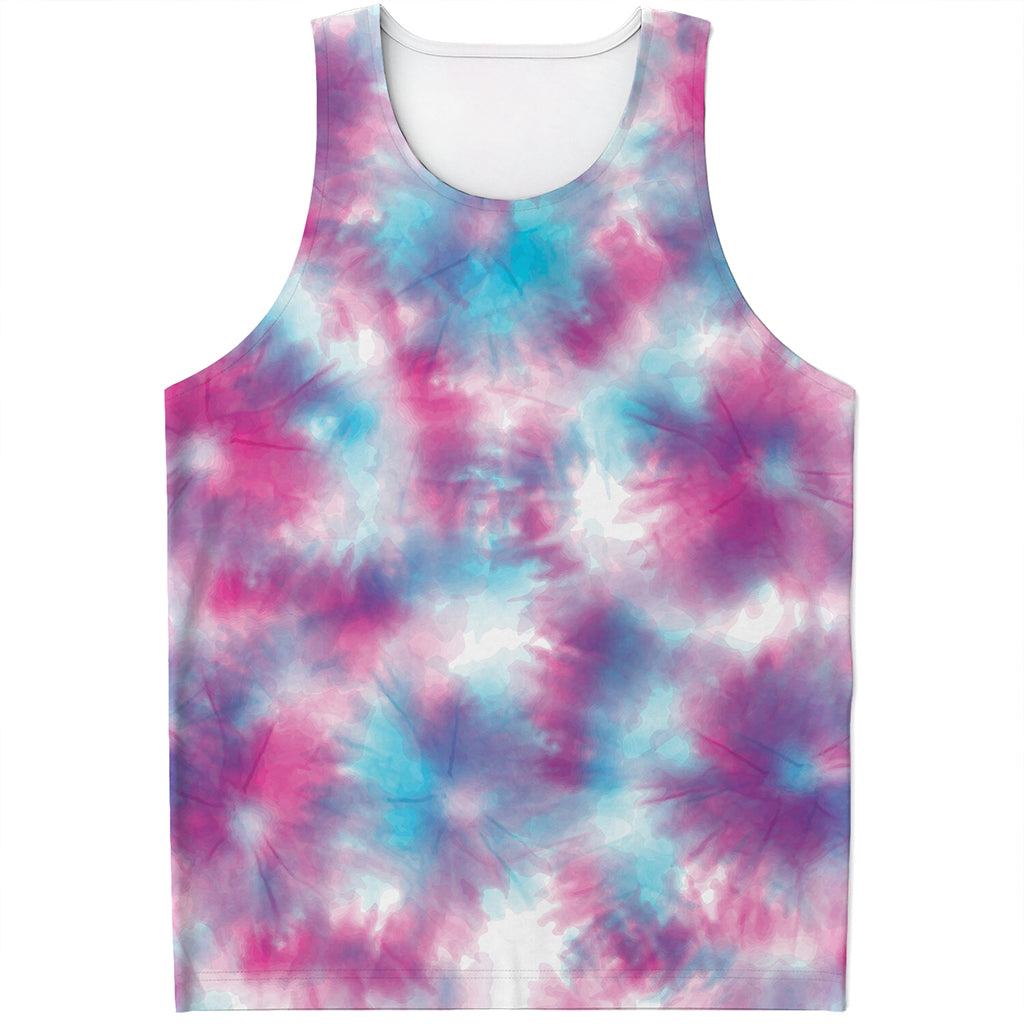 Blue And Purple Shibori Tie Dye Print Men's Tank Top