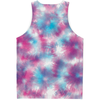 Blue And Purple Shibori Tie Dye Print Men's Tank Top