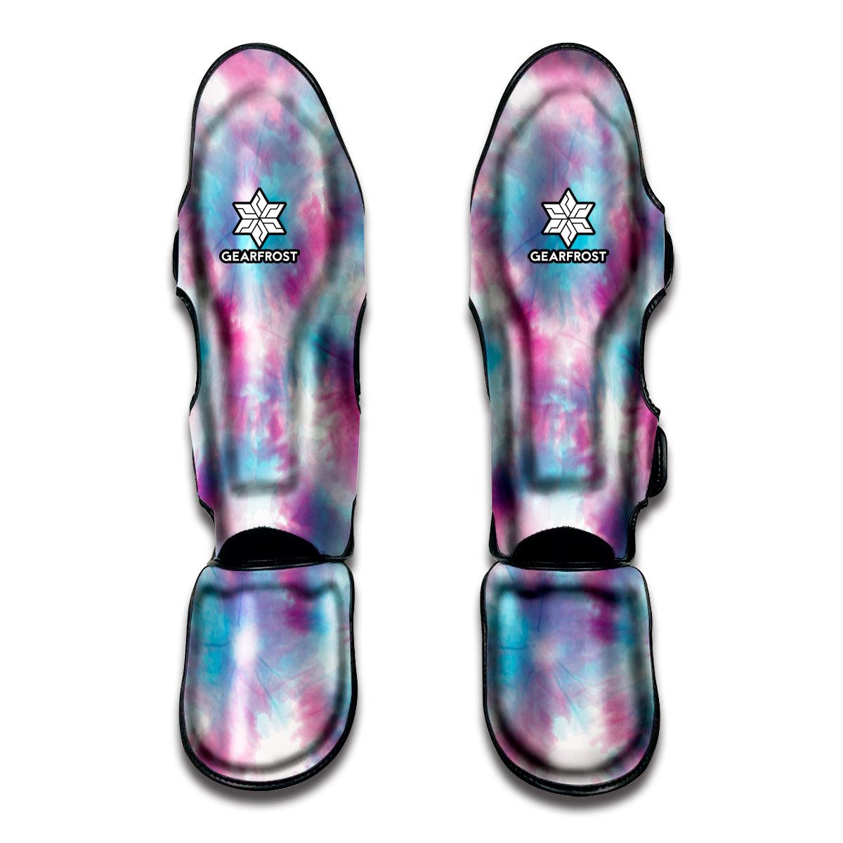 Blue And Purple Shibori Tie Dye Print Muay Thai Shin Guard