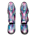 Blue And Purple Shibori Tie Dye Print Muay Thai Shin Guards