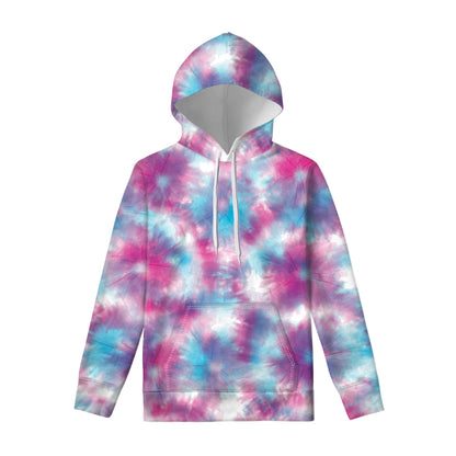 Blue And Purple Shibori Tie Dye Print Pullover Hoodie