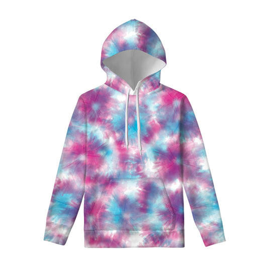 Blue And Purple Shibori Tie Dye Print Pullover Hoodie