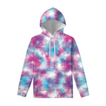 Blue And Purple Shibori Tie Dye Print Pullover Hoodie
