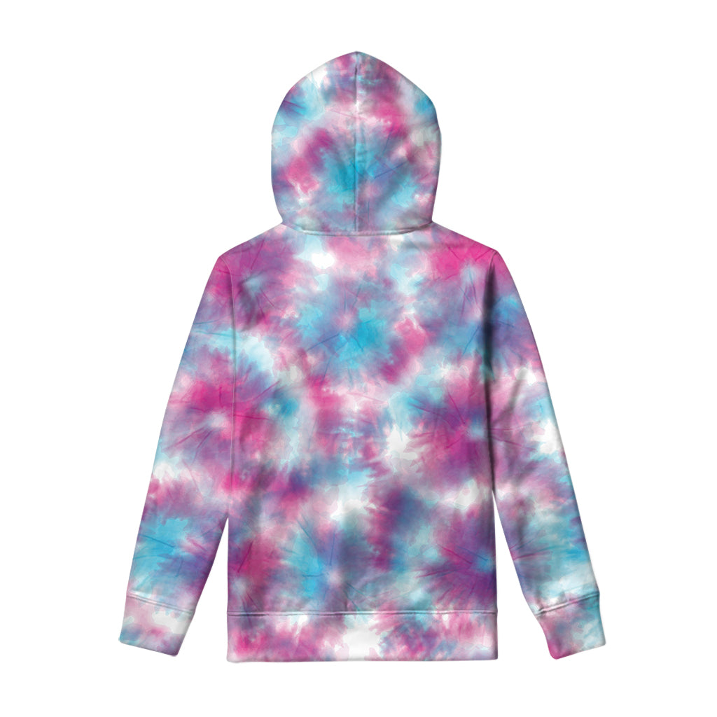 Blue And Purple Shibori Tie Dye Print Pullover Hoodie