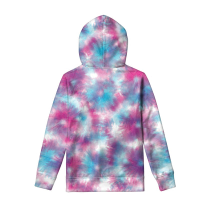 Blue And Purple Shibori Tie Dye Print Pullover Hoodie