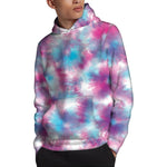 Blue And Purple Shibori Tie Dye Print Pullover Hoodie