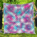 Blue And Purple Shibori Tie Dye Print Quilt