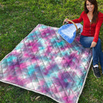 Blue And Purple Shibori Tie Dye Print Quilt