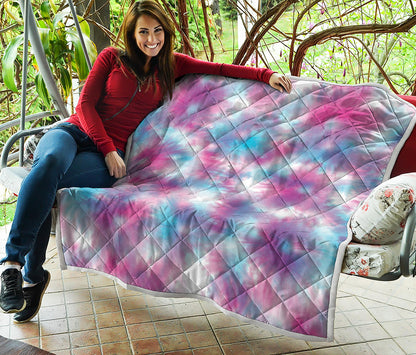 Blue And Purple Shibori Tie Dye Print Quilt