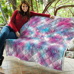 Blue And Purple Shibori Tie Dye Print Quilt