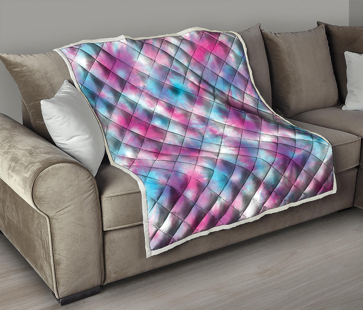 Blue And Purple Shibori Tie Dye Print Quilt