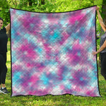 Blue And Purple Shibori Tie Dye Print Quilt