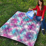 Blue And Purple Shibori Tie Dye Print Quilt