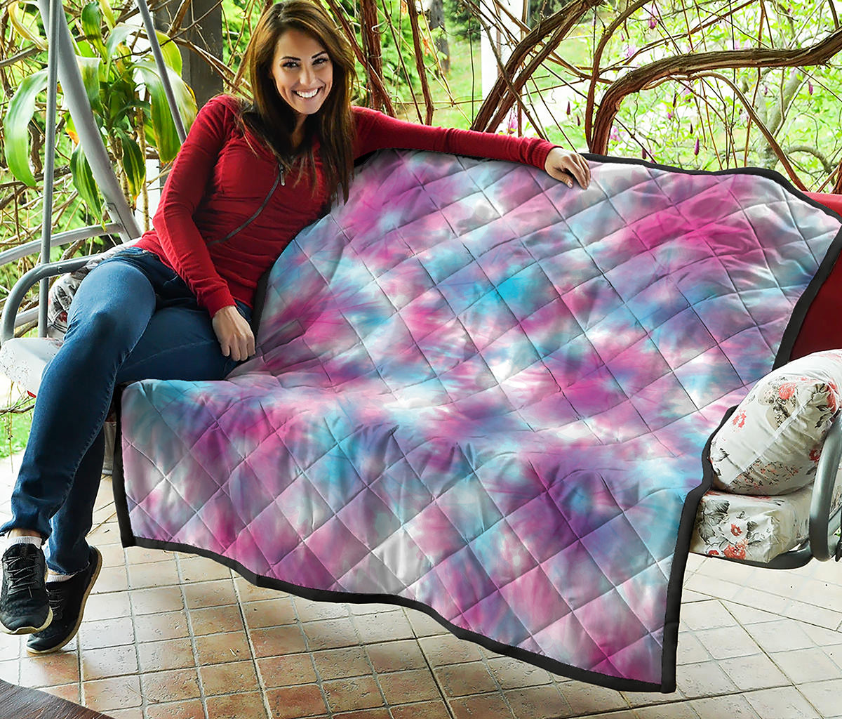 Blue And Purple Shibori Tie Dye Print Quilt
