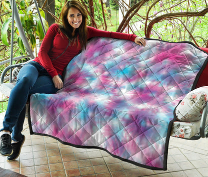 Blue And Purple Shibori Tie Dye Print Quilt