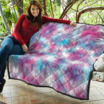 Blue And Purple Shibori Tie Dye Print Quilt