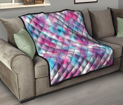 Blue And Purple Shibori Tie Dye Print Quilt