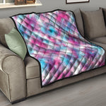 Blue And Purple Shibori Tie Dye Print Quilt