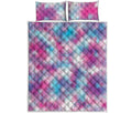 Blue And Purple Shibori Tie Dye Print Quilt Bed Set
