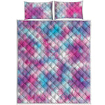 Blue And Purple Shibori Tie Dye Print Quilt Bed Set