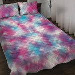 Blue And Purple Shibori Tie Dye Print Quilt Bed Set