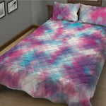 Blue And Purple Shibori Tie Dye Print Quilt Bed Set