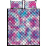 Blue And Purple Shibori Tie Dye Print Quilt Bed Set