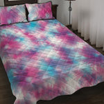 Blue And Purple Shibori Tie Dye Print Quilt Bed Set