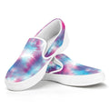 Blue And Purple Shibori Tie Dye Print White Slip On Sneakers