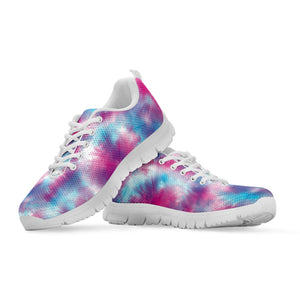 Blue And Purple Shibori Tie Dye Print White Sneakers