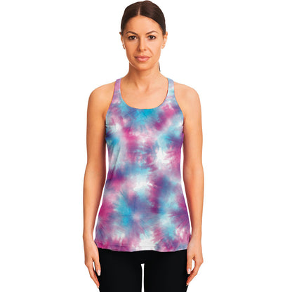 Blue And Purple Shibori Tie Dye Print Women's Racerback Tank Top