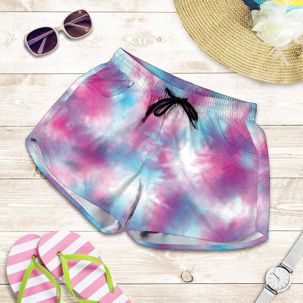 Blue And Purple Shibori Tie Dye Print Women's Shorts