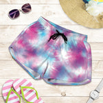 Blue And Purple Shibori Tie Dye Print Women's Shorts