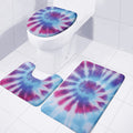 Blue And Purple Spiral Tie Dye Print 3 Piece Bath Mat Set